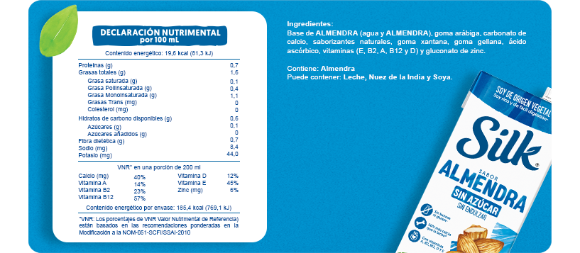 Tabla nutrimental Almendra sin azúcar