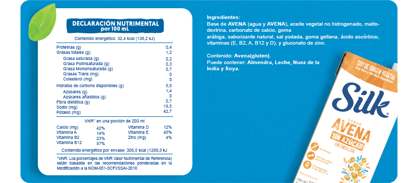 Tabla nutrimental Avena sin azúcar