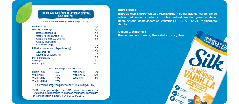 Tabla nutrimental Almendra vainilla sin azúcar