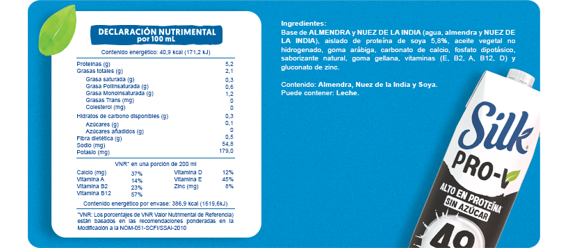 Tabla nutrimental Almendra alto en proteína