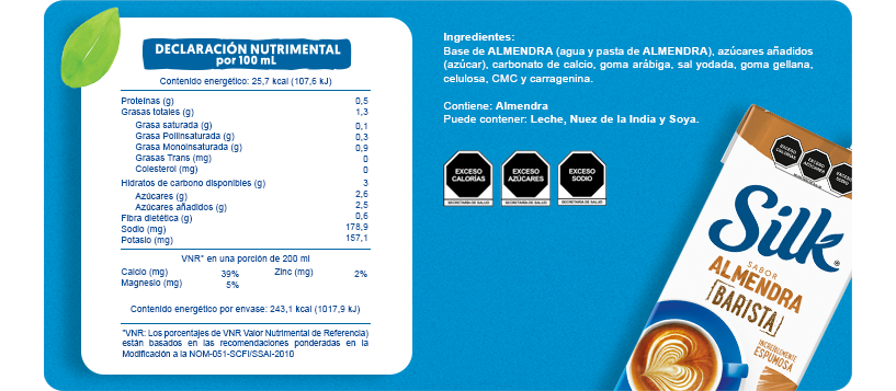 Tabla nutrimental Almendra barista