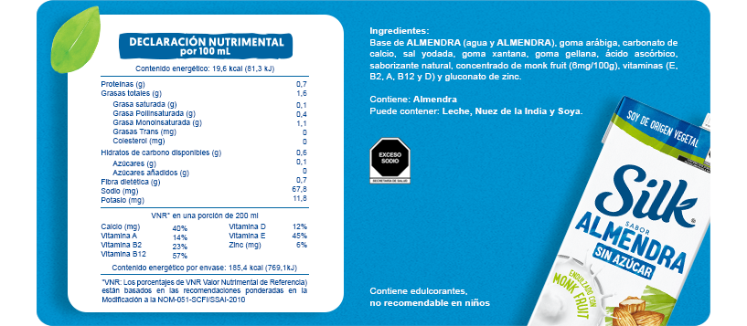 Tabla nutrimental Almendra monkfruit sin azúcar